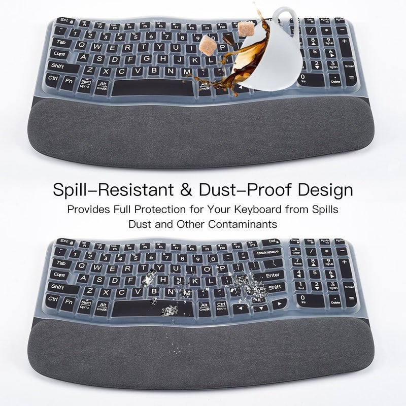 imComor Large Print Keyboard Cover for Logitech Wave Keys MK670 Combo Keyboard Skin, Logitech Wave Keys Wireless Ergonomic Keyboard Cover Protector Skin, Logitechs Waves Key Accessories, Black - Image 5